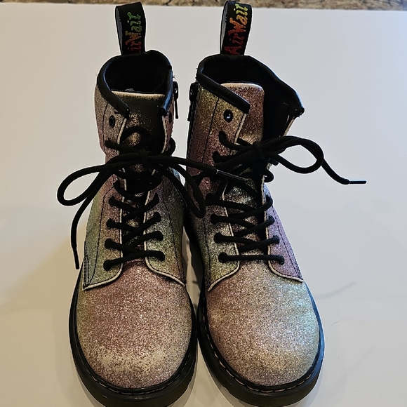 Dr. Martens Kids Glitter Boots - Pink and Silver Size 4 Women's - Picture 3 of 9